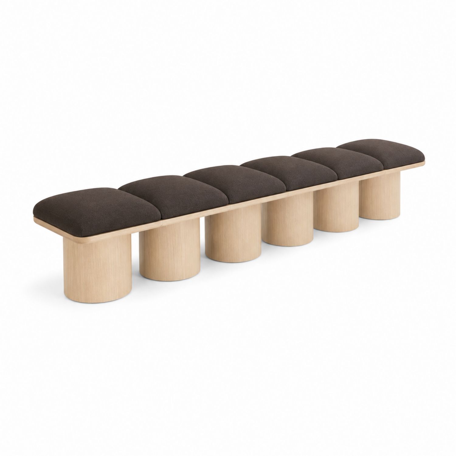 Banco de madera con asiento de tela poliéster marrón-Mavtrivarion