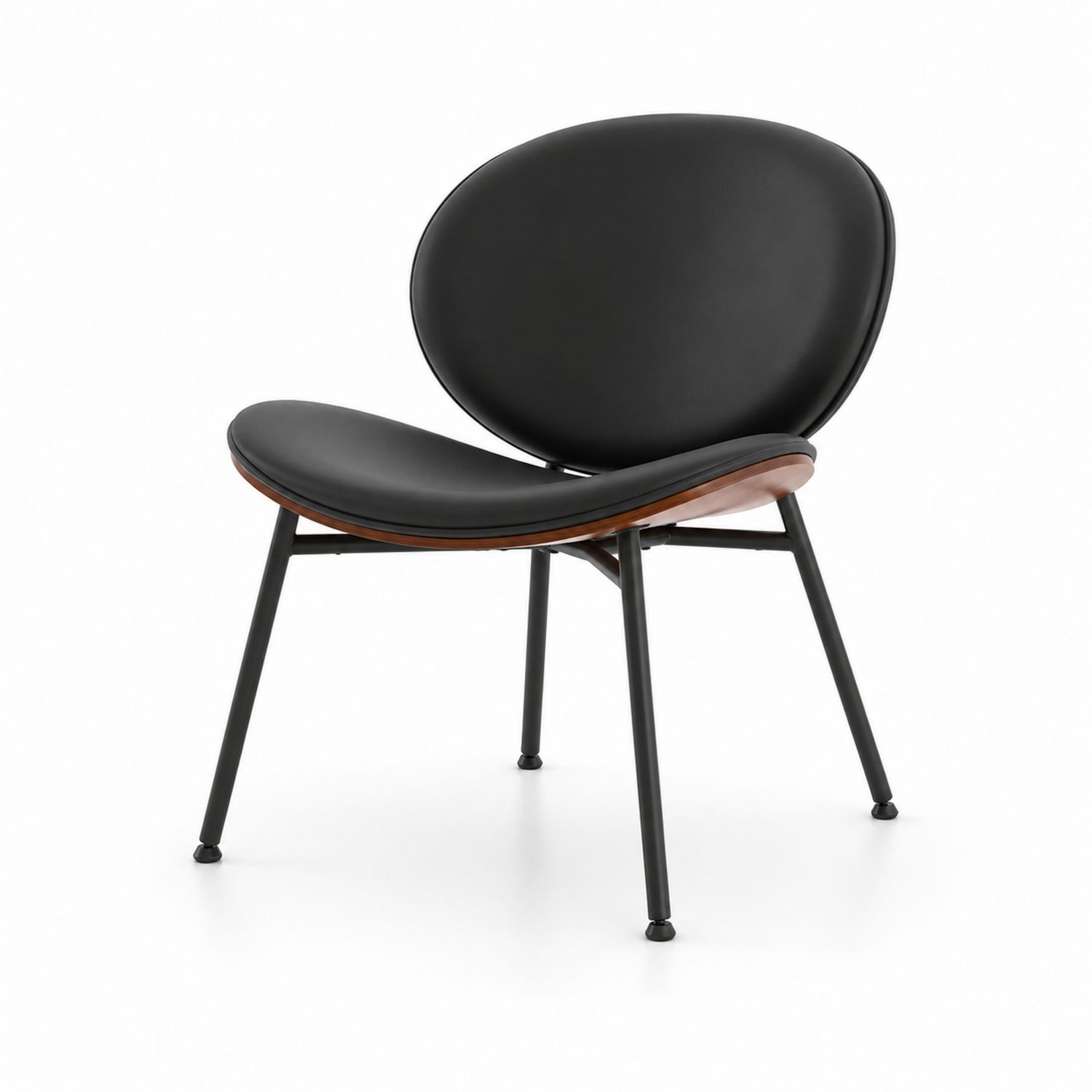 Silla de cuero sintético y metal Negro 85x55x60 cm-Mavtrivarion