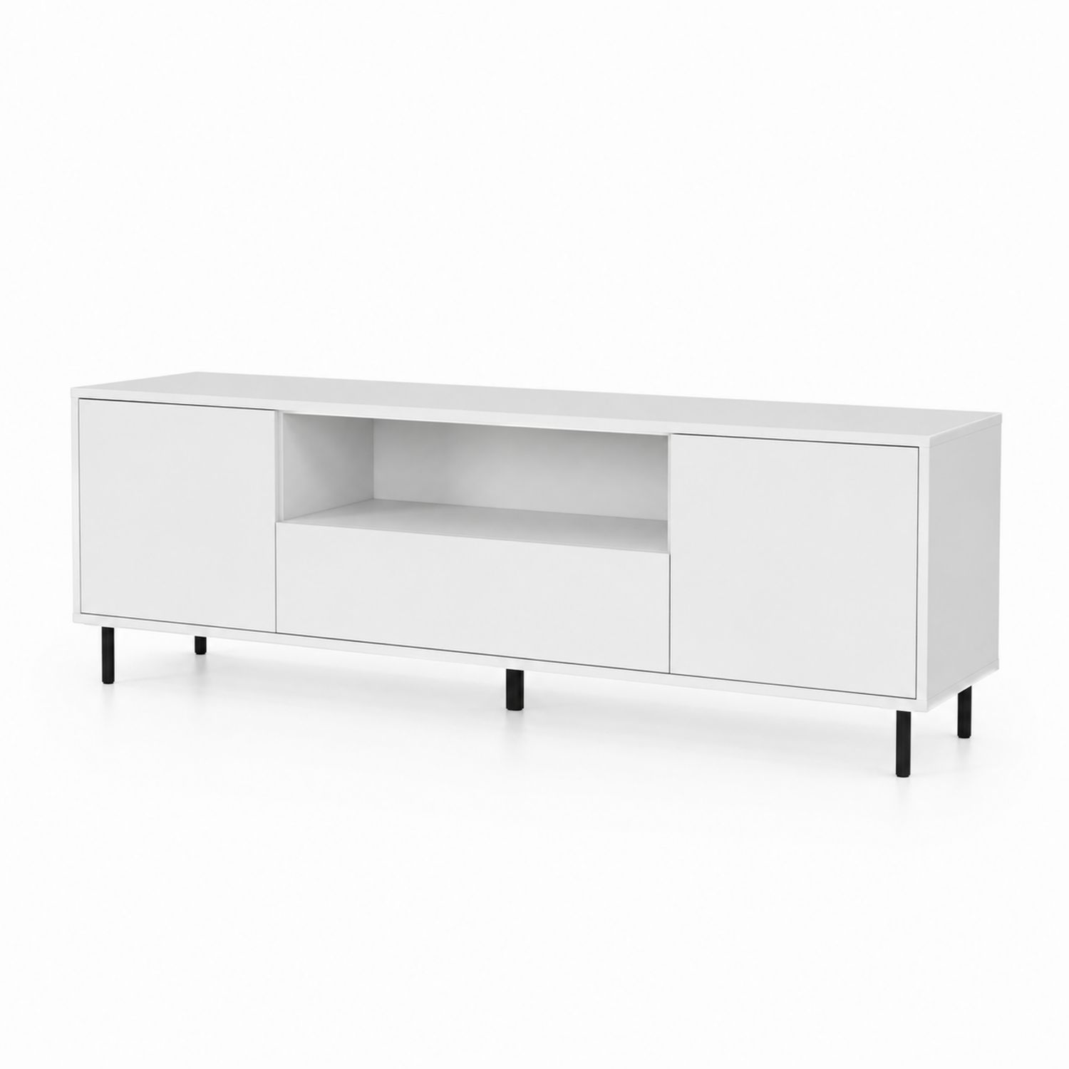 Unidad de almacenamiento de MDF blanca con patas metálicas 160x40x50 cm-Mavtrivarion