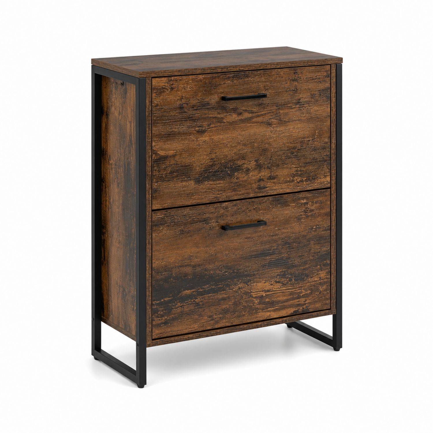Zapatero de Madera y Metal Negro 80x60x24 cm-Mavtrivarion