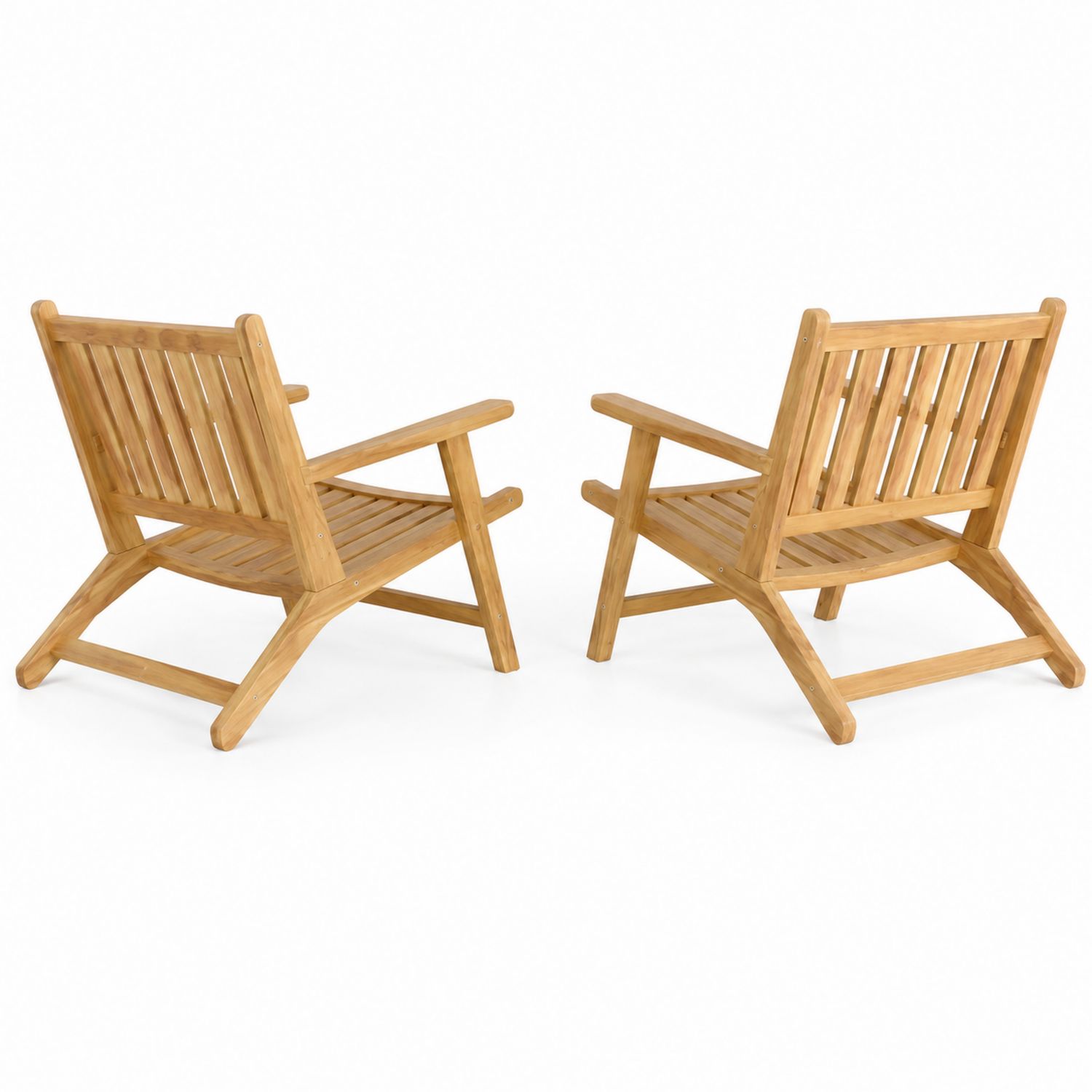Conjunto de 2 sillas de madera de teca para exterior-Mavtrivarion