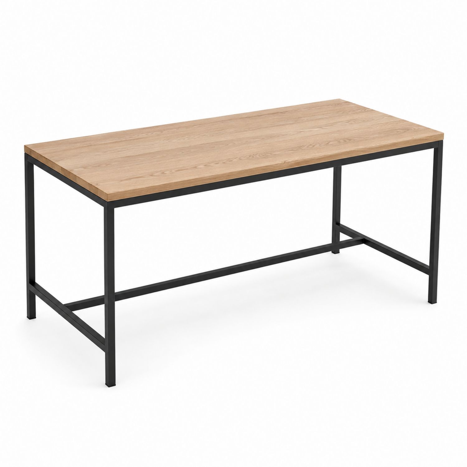 Mesa de comedor de madera de roble y metal, 120x60x75 cm-Mavtrivarion