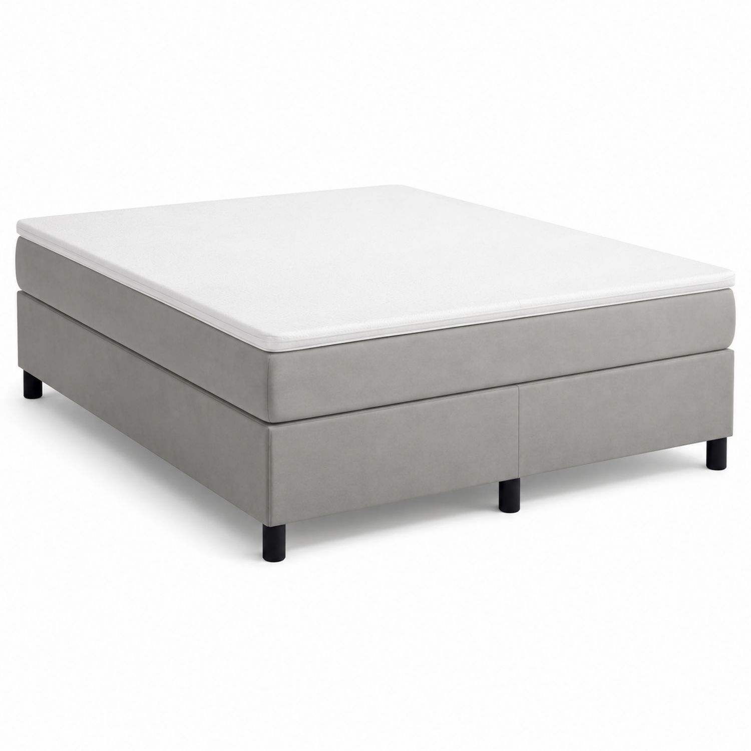Cama doble 200x160 cm microfibra gris y madera contrachapada-Mavtrivarion