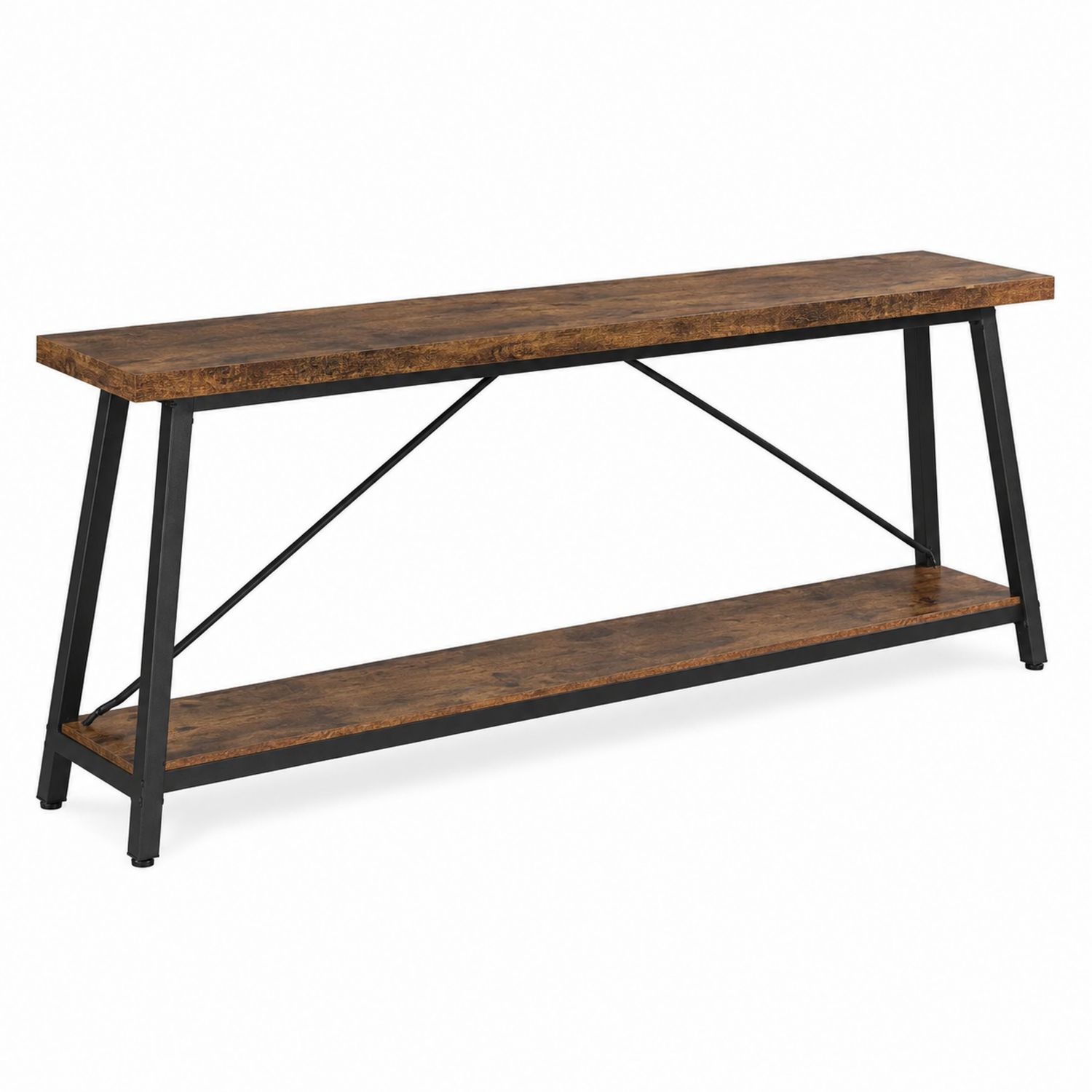 Mesa consola de metal y madera color marrón-Mavtrivarion