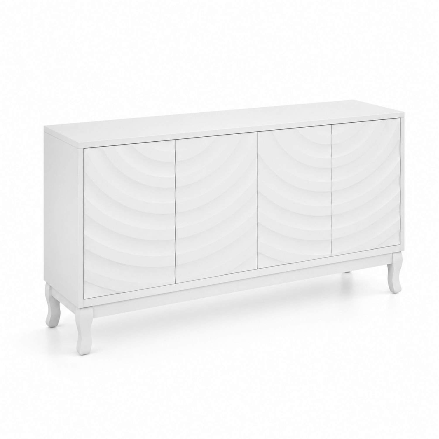 Aparador de MDF Blanco con Patas Curvadas 180x45x85 cm-Mavtrivarion