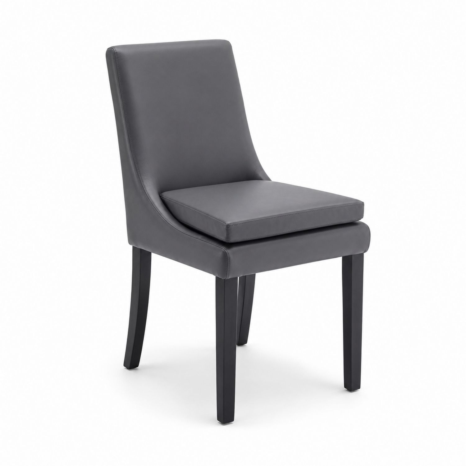 Silla de cuero sintético gris con patas de madera-Mavtrivarion