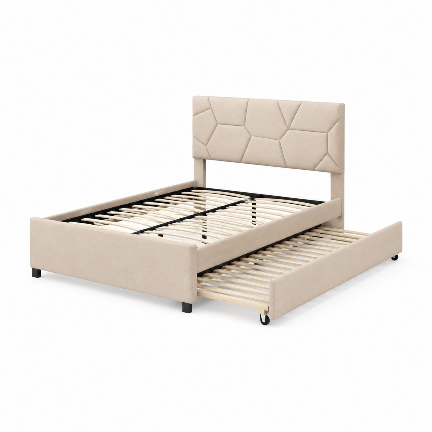 Cama de madera y poliéster con somier extraíble 200x160 cm Beige-Mavtrivarion