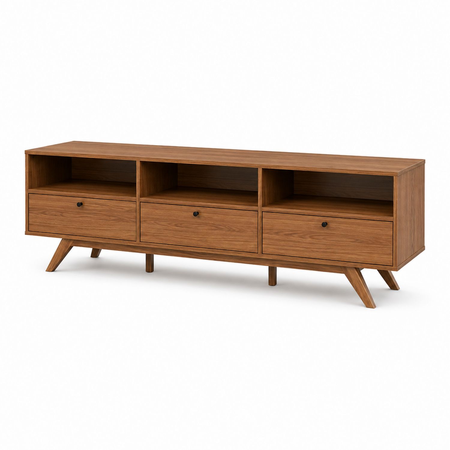 Mueble de salón de madera con 3 cajones y estantes abiertos 180x40x50 cm Roble-Mavtrivarion