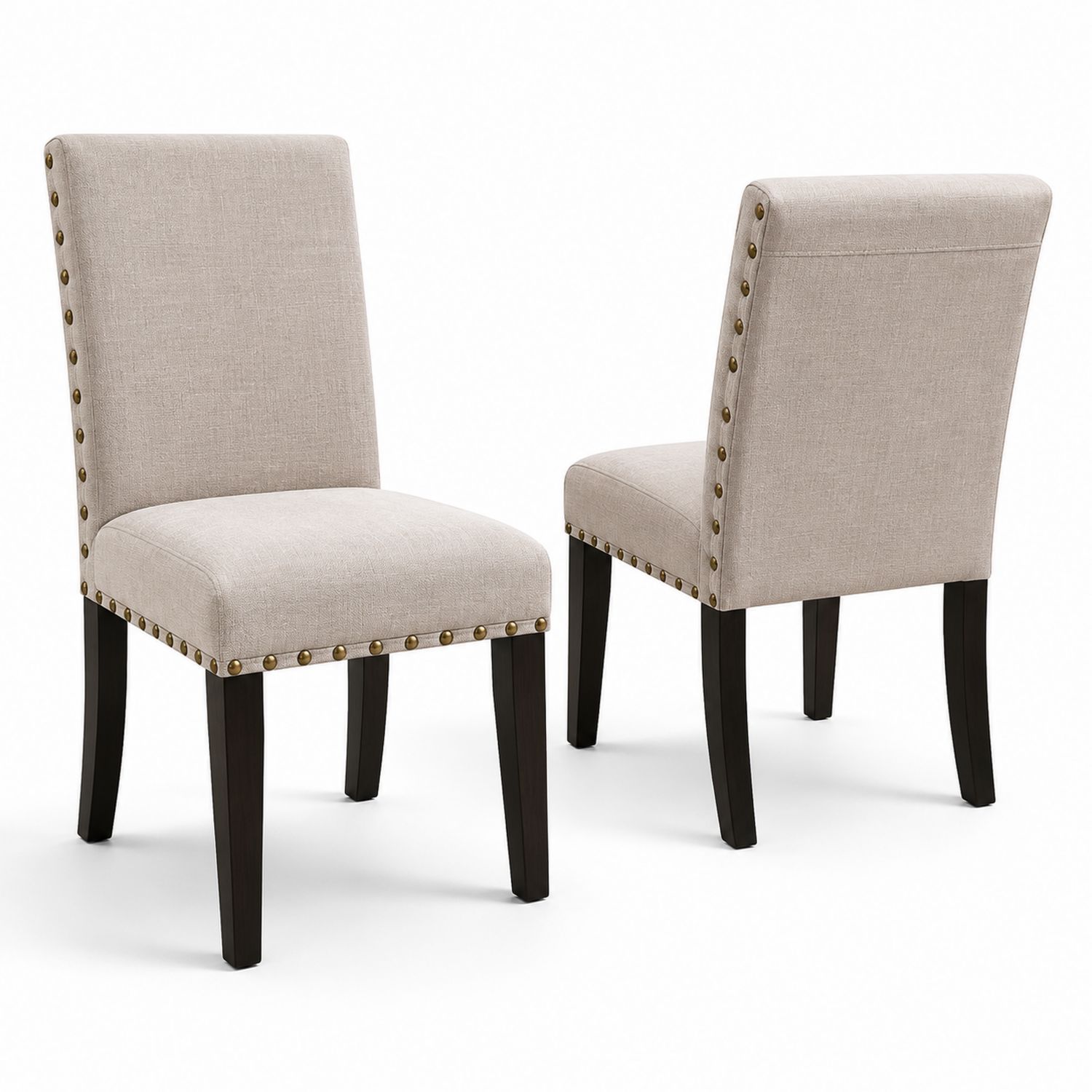 Juego de 2 Sillas de Comedor Tapizadas en Tela Beige