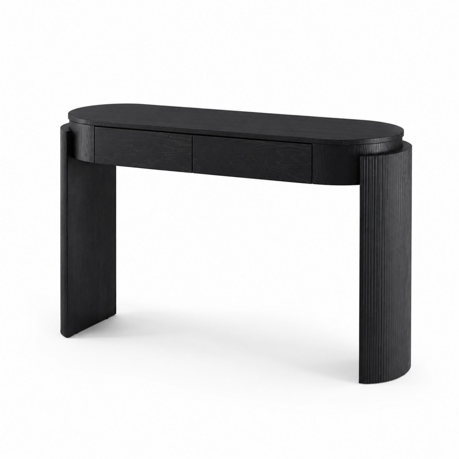 Consola de madera de roble negro ovalada, 120cm