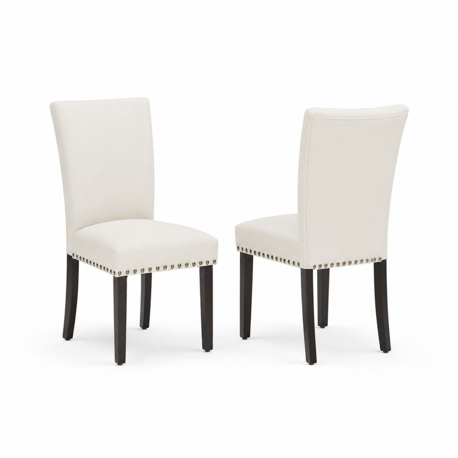 Juego de 2 Sillas de Comedor de Madera y Tela Beige