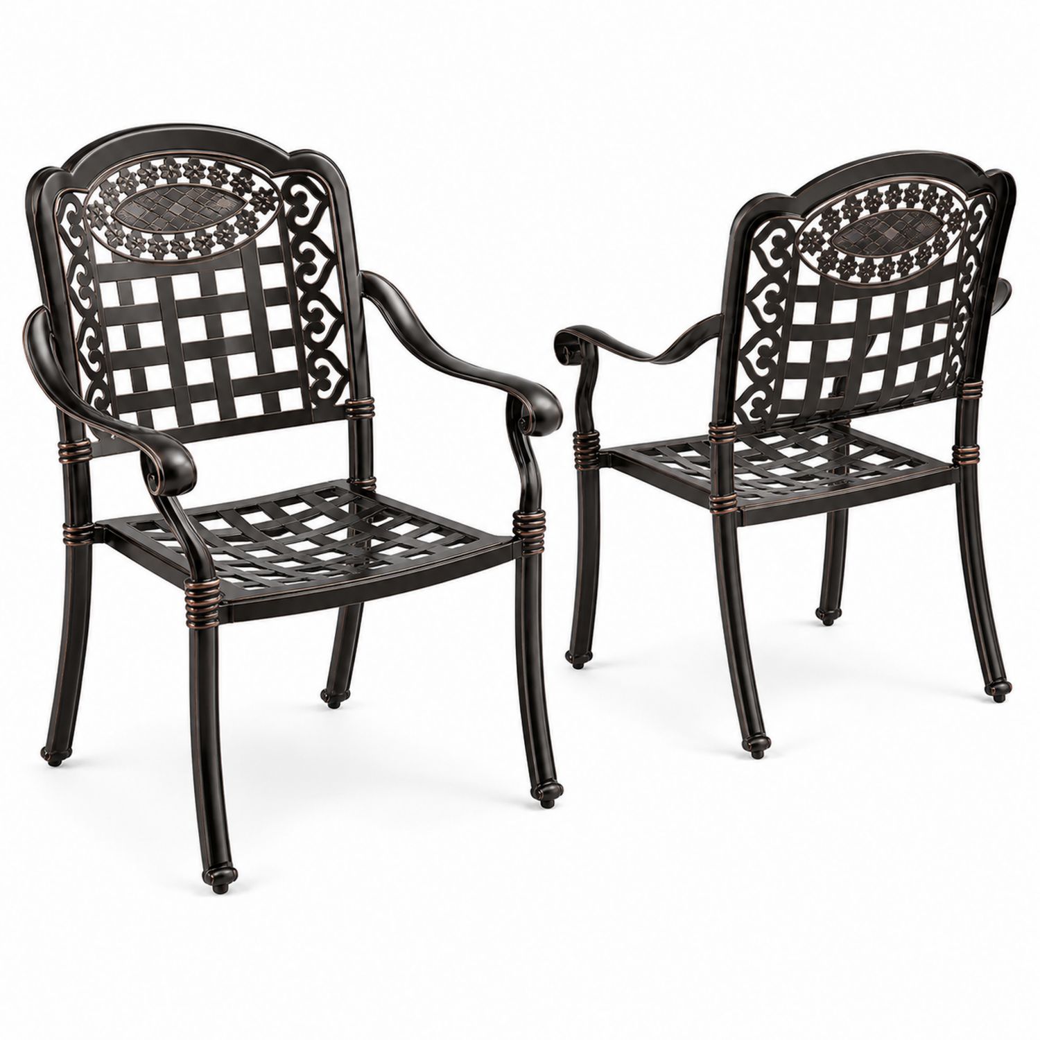 Juego de 2 Sillas de Aluminio Fundido para Exterior Negro