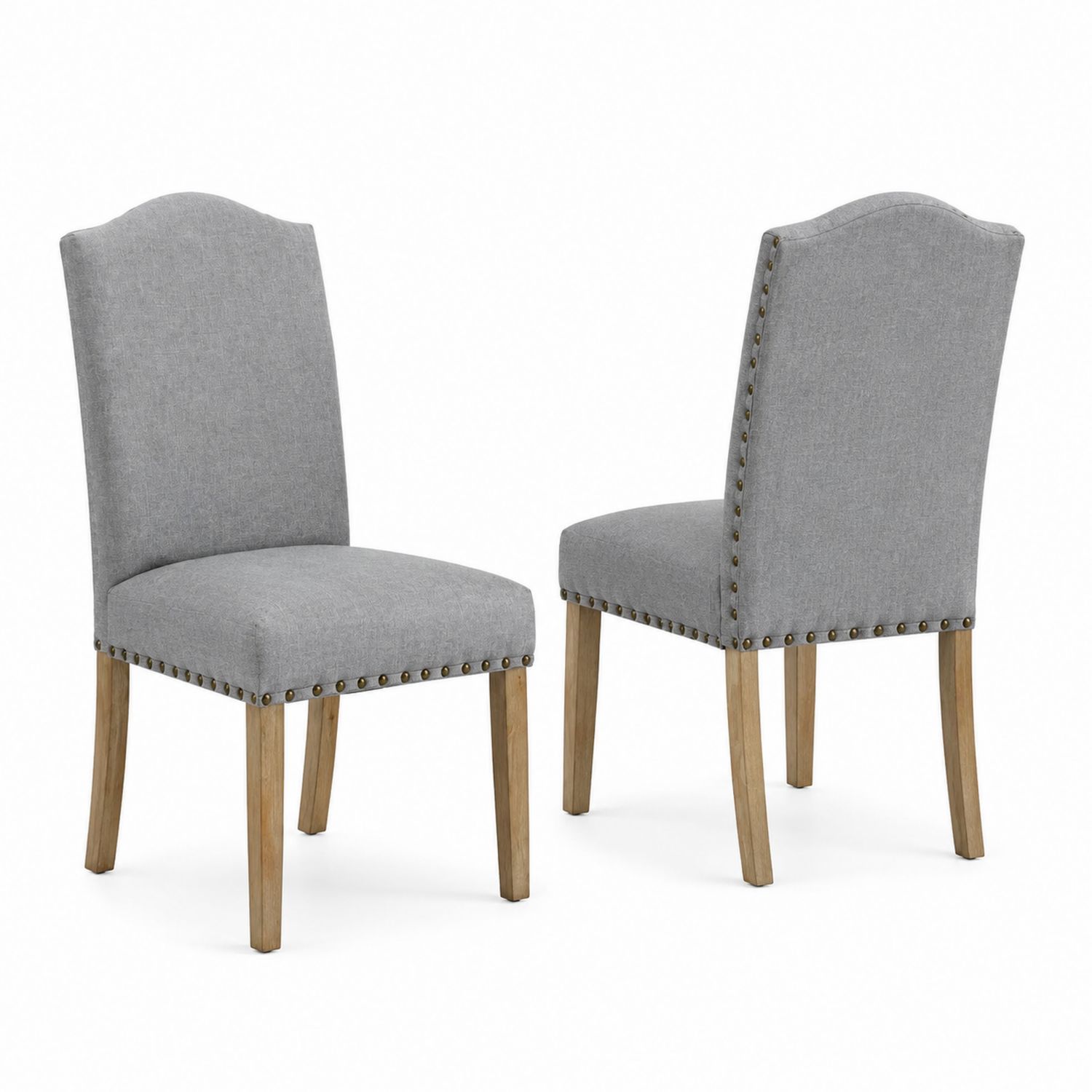 Juego de 2 Sillas de Comedor de Tela y Madera