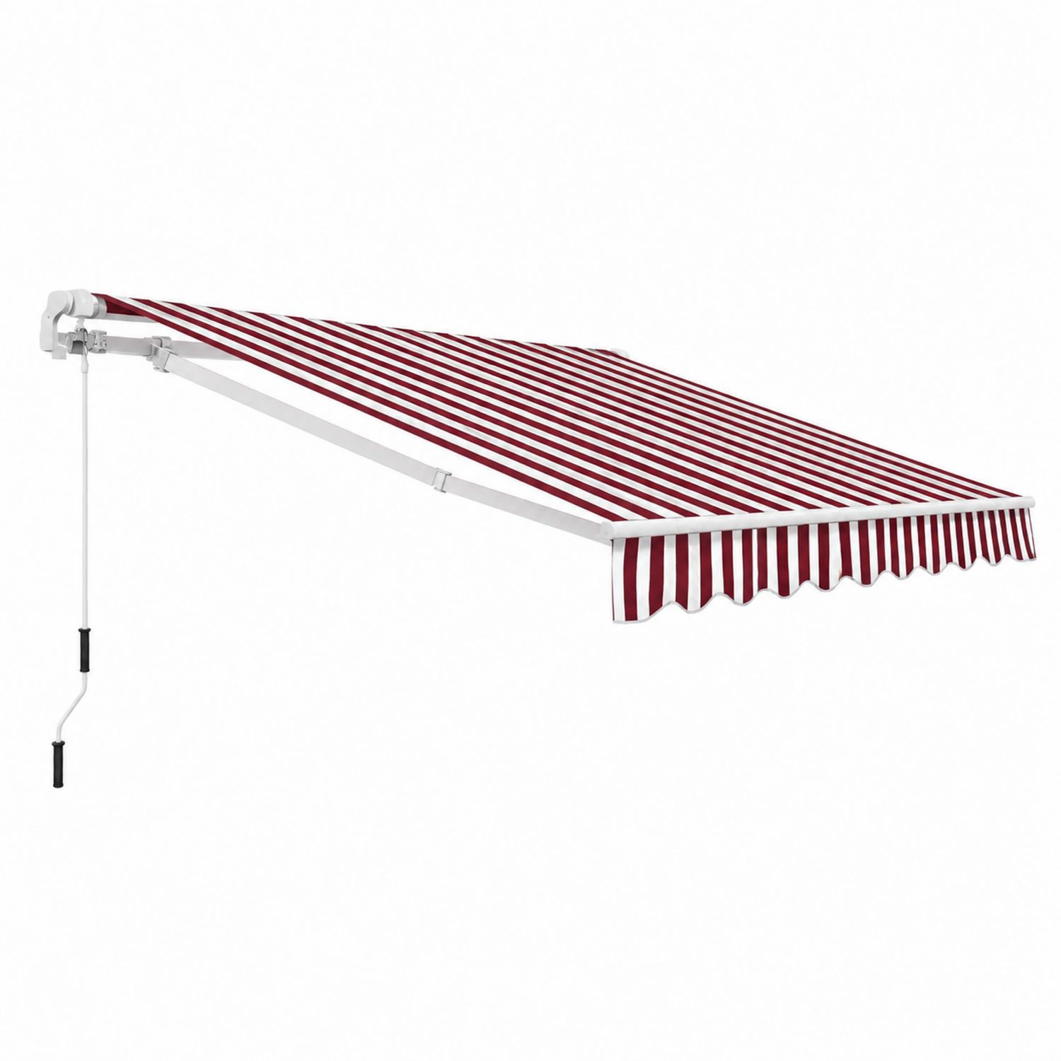 Toldo retráctil manual 300x250 cm poliéster rayas Rojas/Blancas