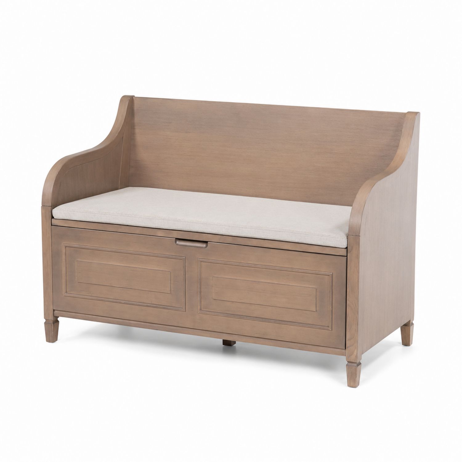 Banco de madera de pino con cojín beige 120x45x60 cm
