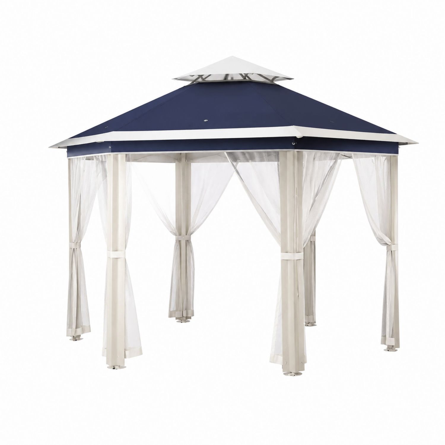 Gazebo de Aluminio y Poliéster 300x300x270 cm Azul y Blanco
