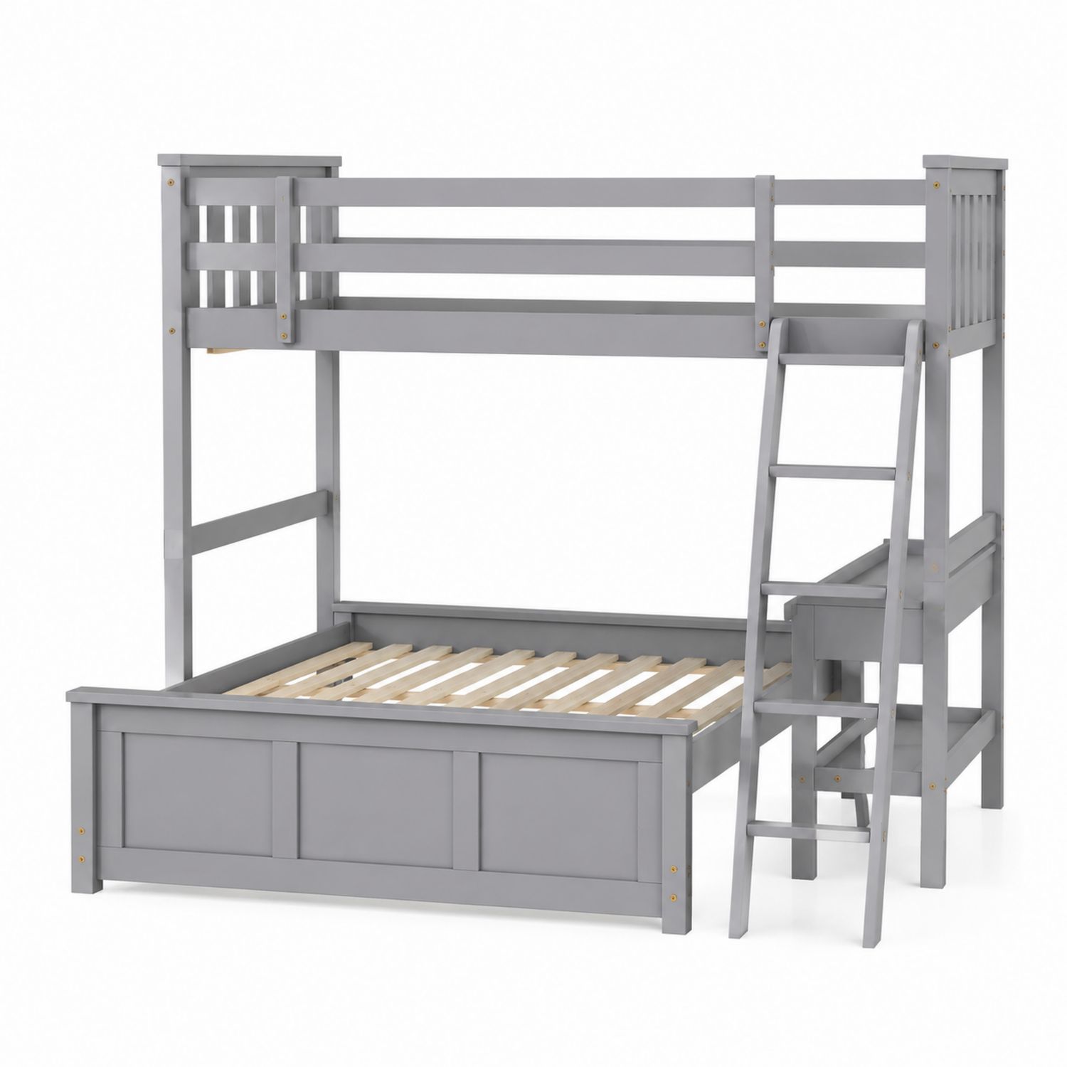 Litera de Madera de Pino Gris con Escalera