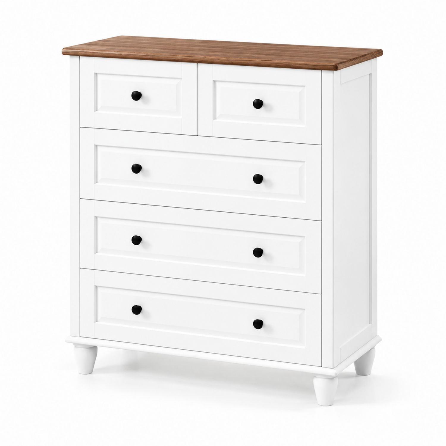 Cajonera de Madera Blanca con Encimera de Roble 80x40x100 cm