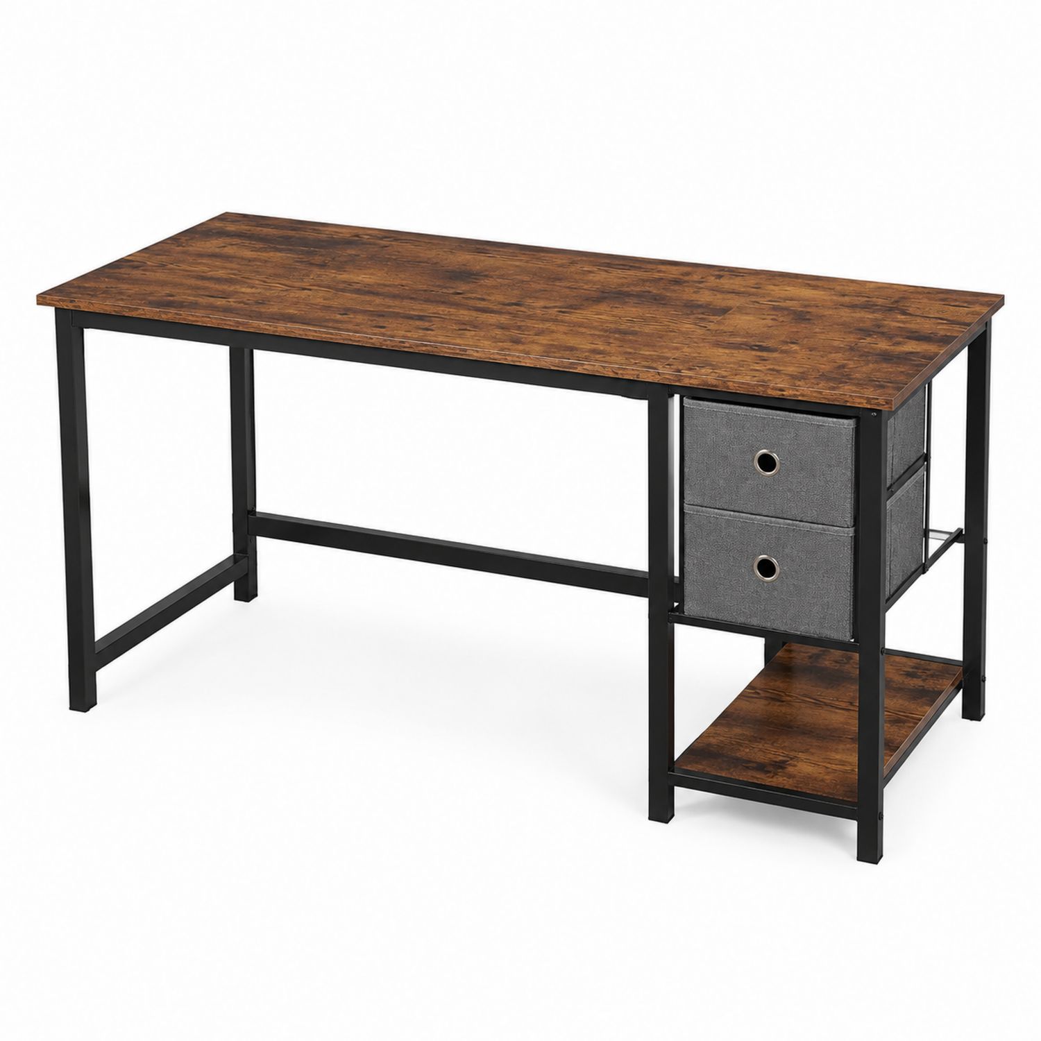 Escritorio de Madera y Metal con Almacenamiento 120x60x75 cm Marrón/Negro