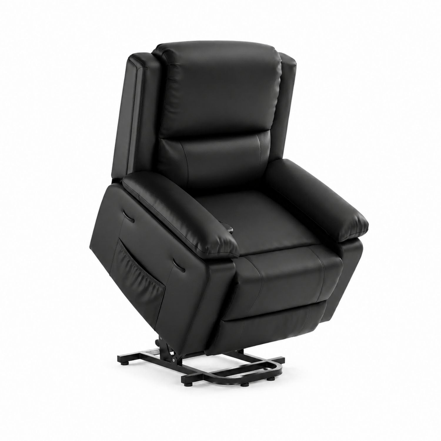 Silla elevadora reclinable de cuero sintético negro