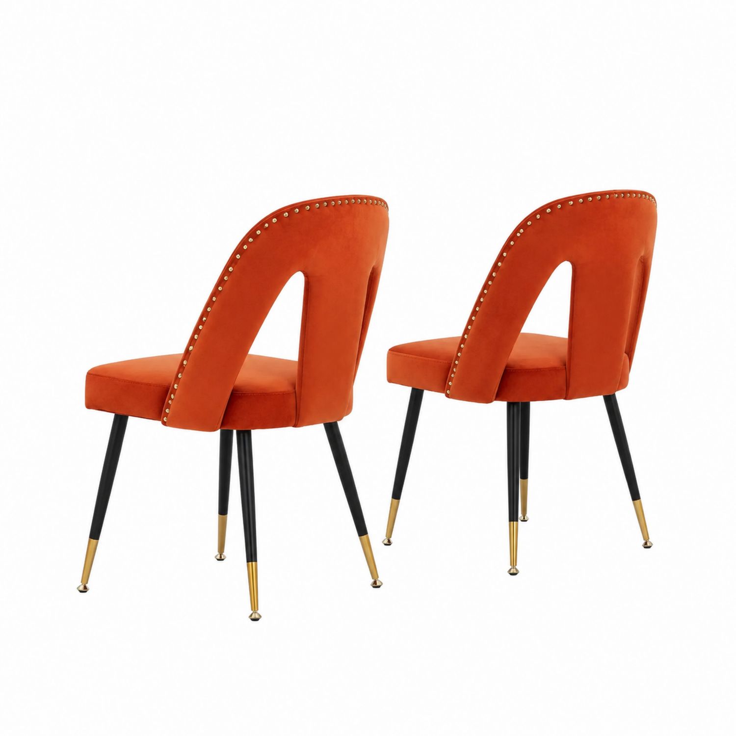 Set de 2 sillas de comedor de terciopelo con patas de metal