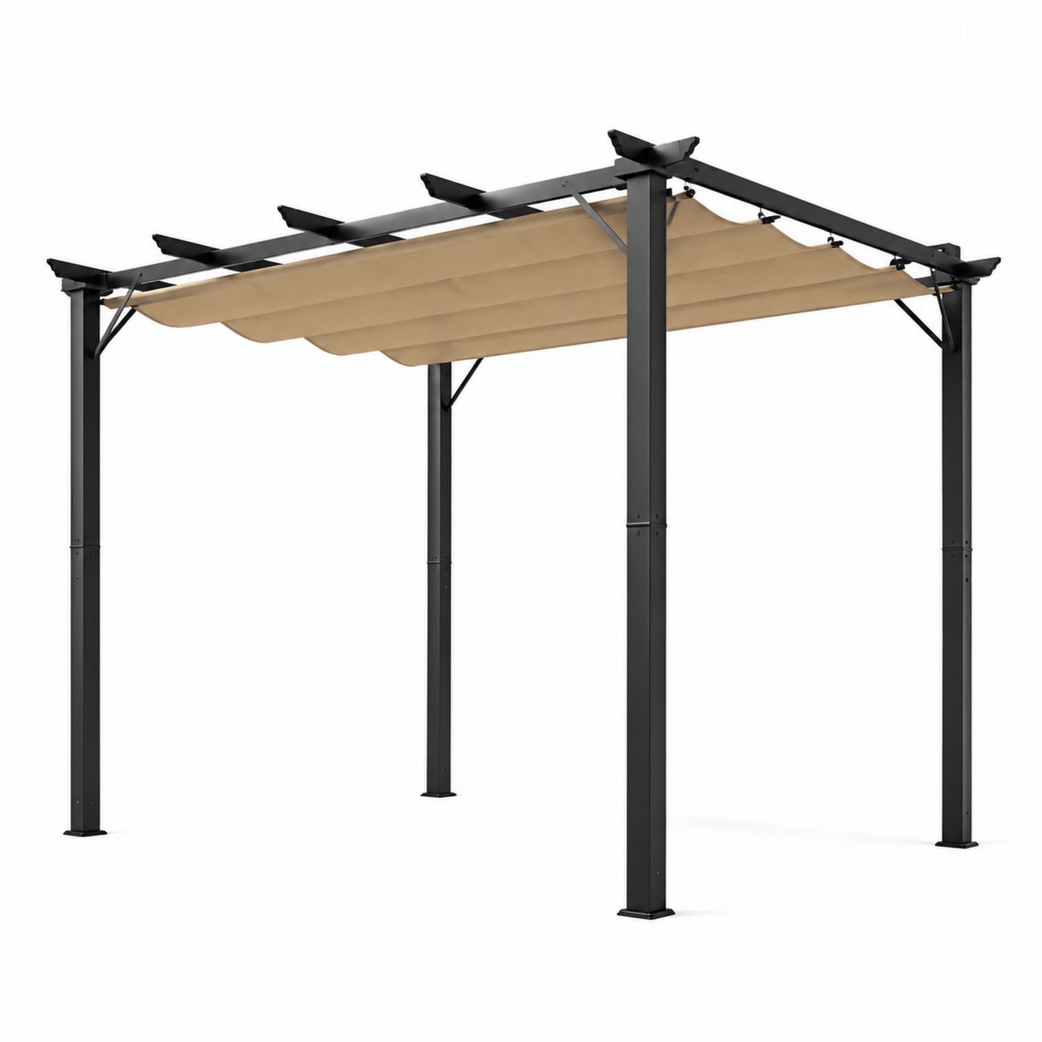 Pérgola de Aluminio con Techo Retráctil de Poliéster Beige 3x4m