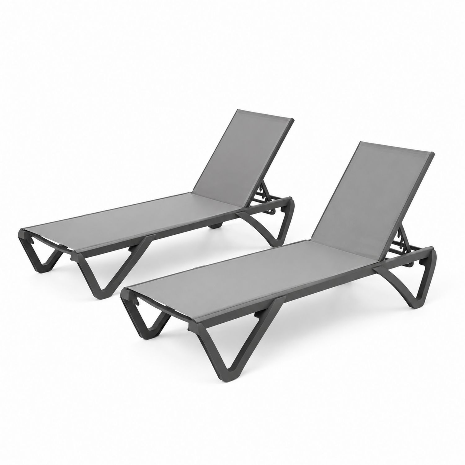 Juego de 2 tumbonas de aluminio y textileno gris