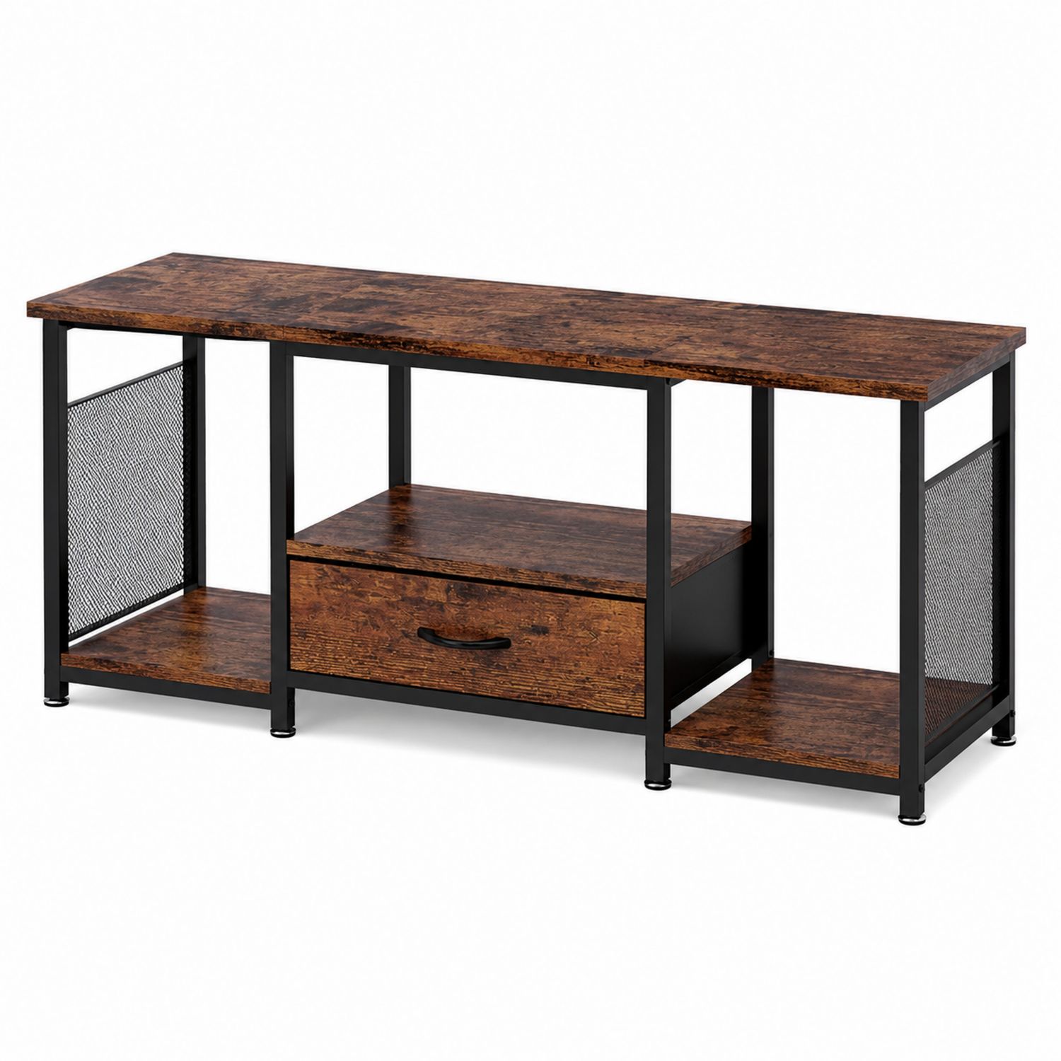 Mueble para TV de madera y metal 120x40x50 cm Marrón/Negro