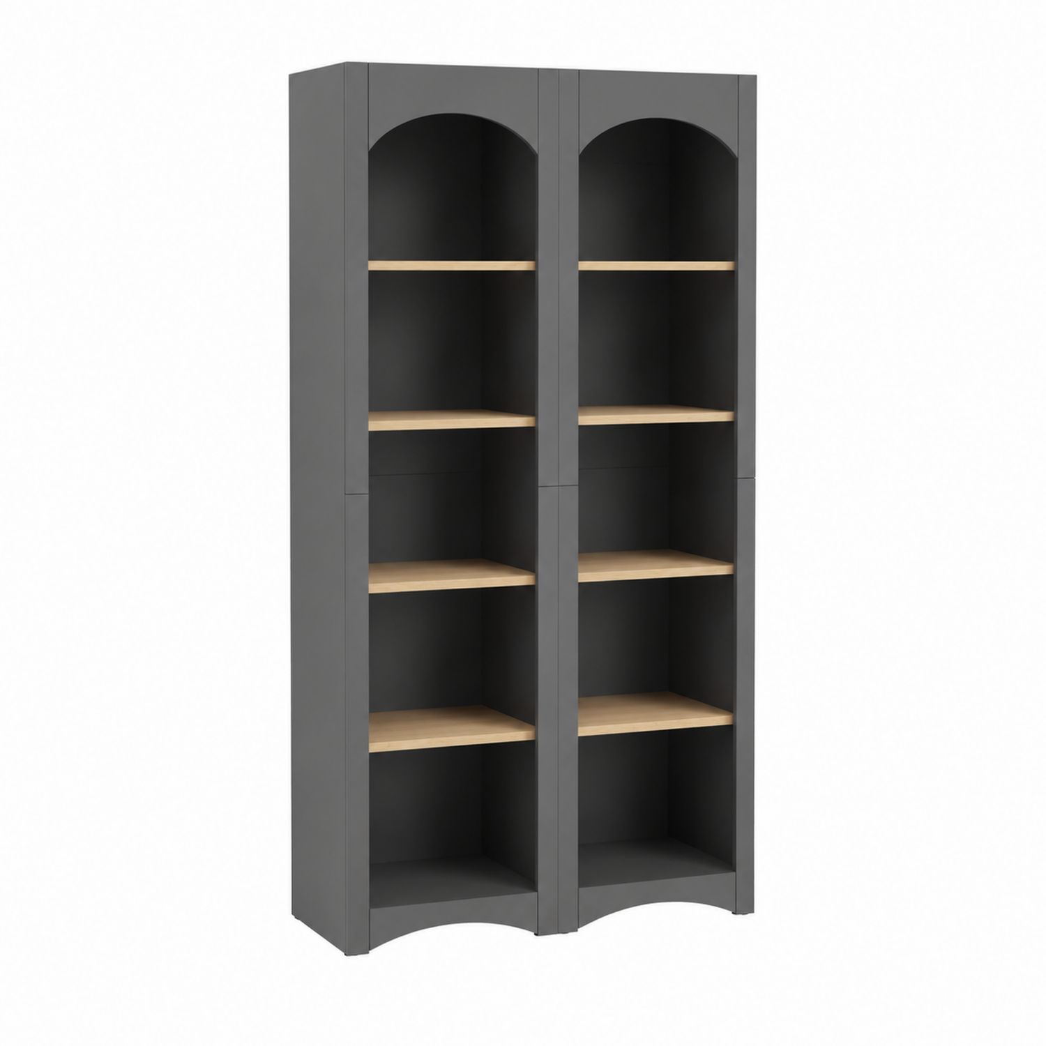 Estantería de MDF gris con estantes de roble claro 180x80x30 cm
