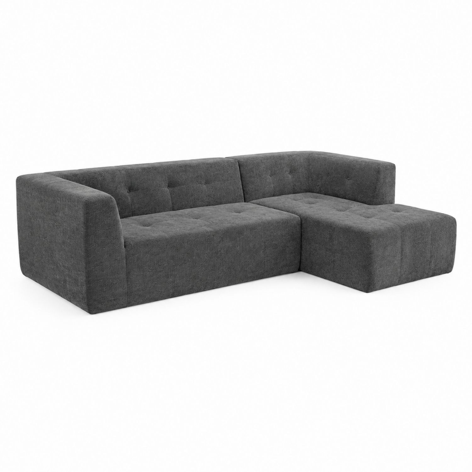 Sofá Seccional en Forma de L de Tela Gris