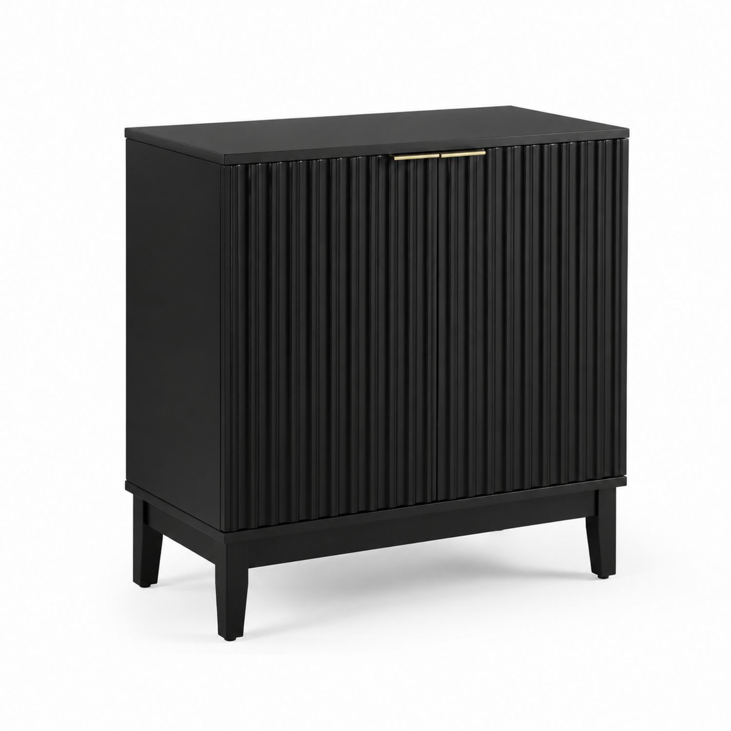 Aparador de MDF Negro con Puertas de Textura