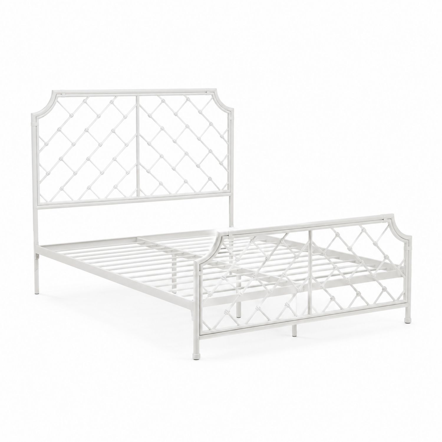 Cama Metálica Blanca con Diseño Geométrico 200x150 cm