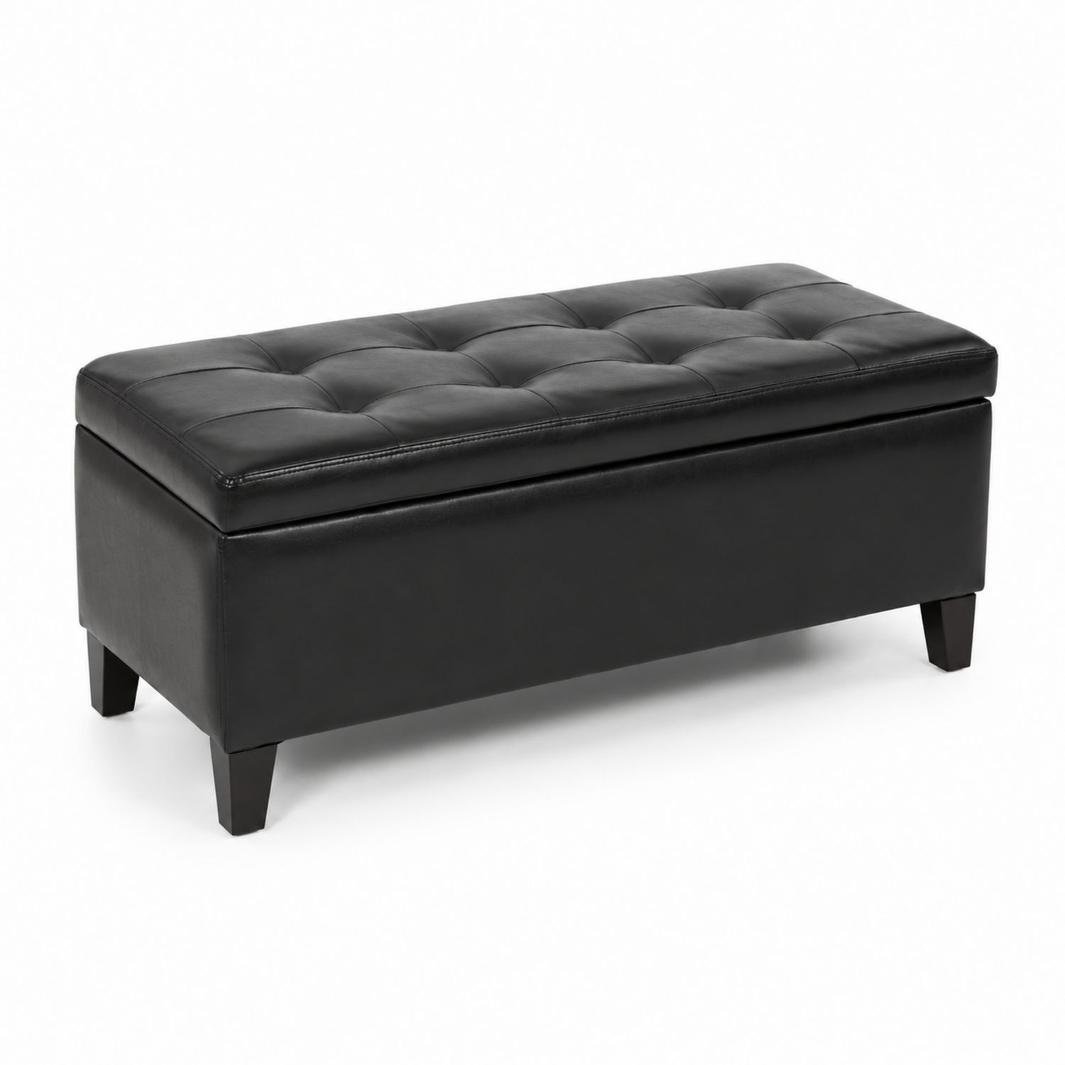 Banco rectangular de piel sintética con almacenamiento Negro