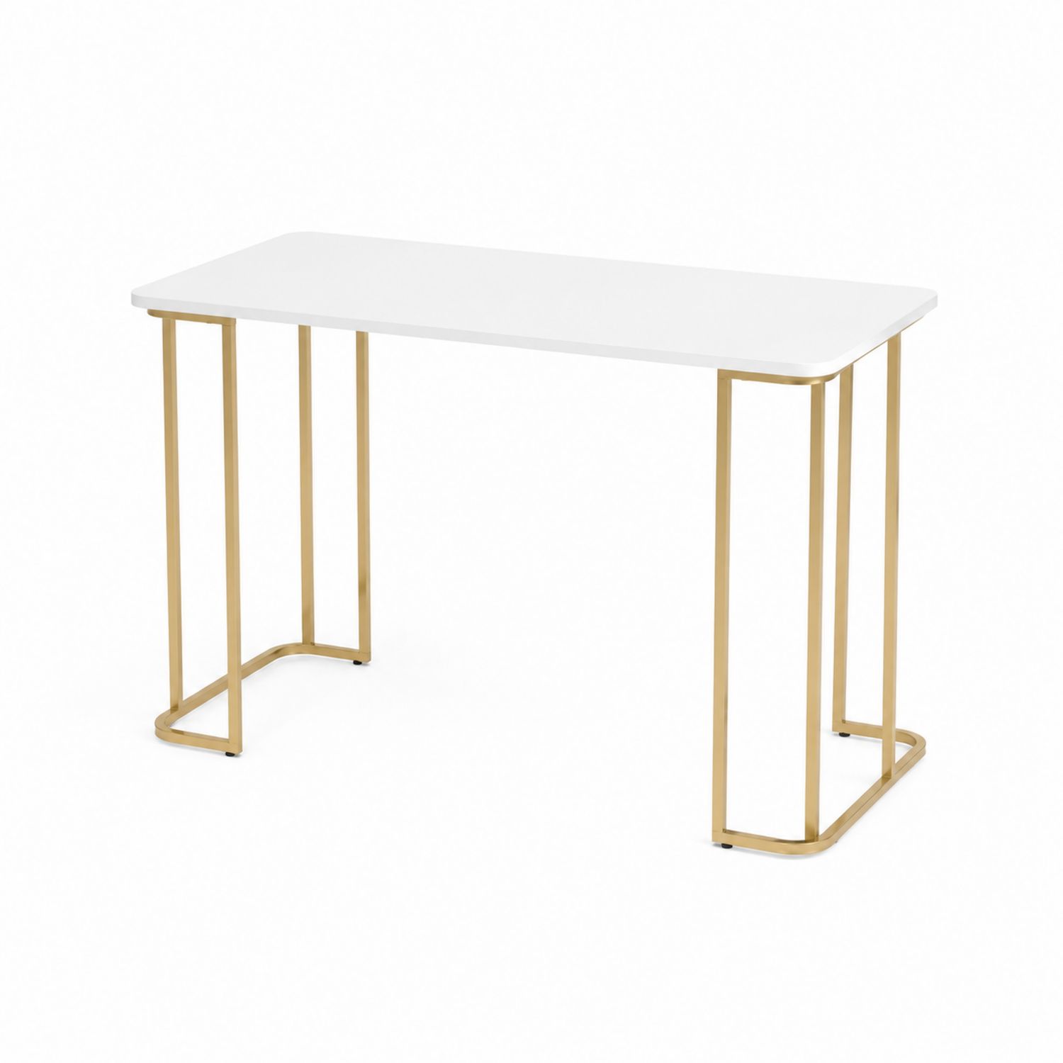 Escritorio rectangular de MDF con estructura de acero inoxidable