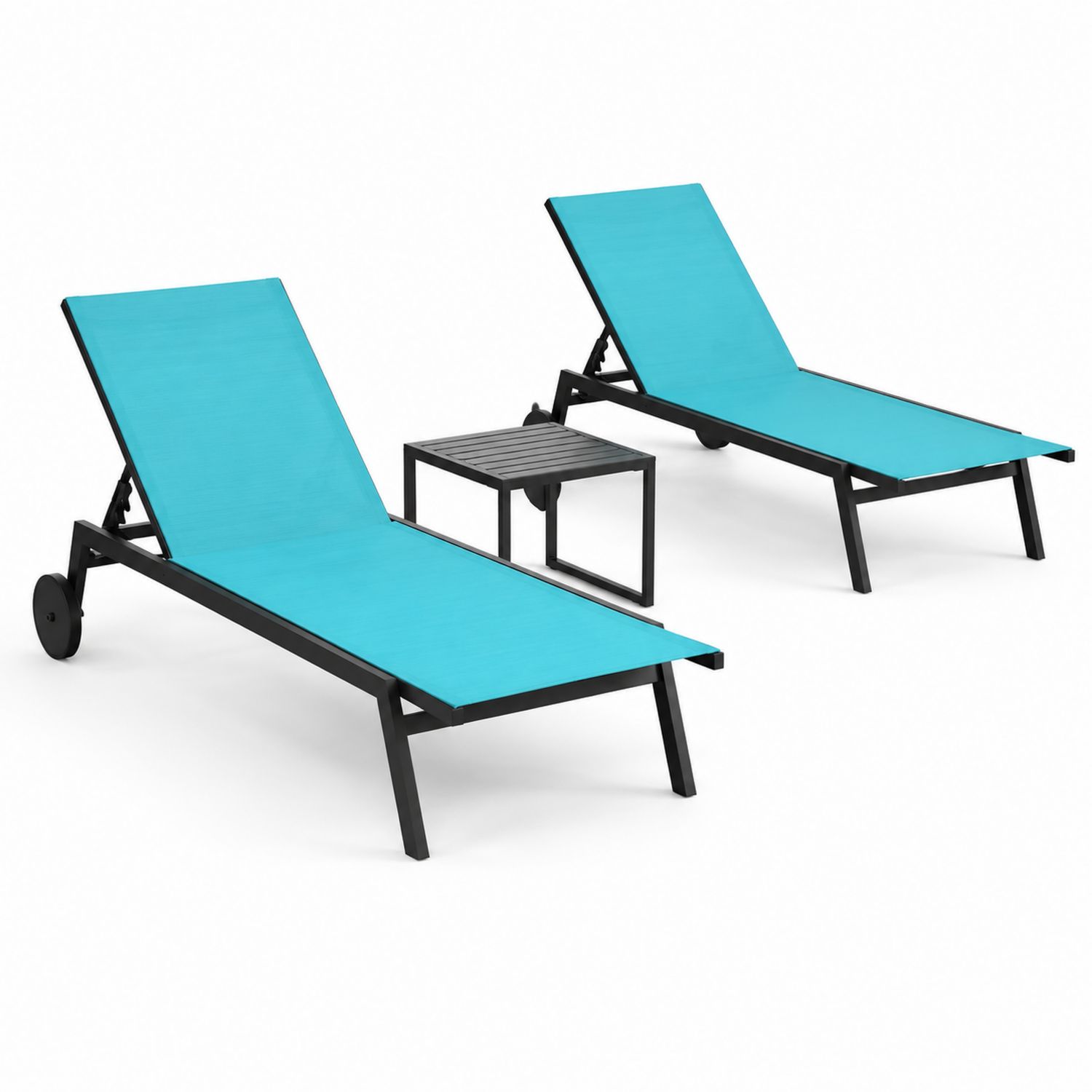 Set de Tumbonas de Aluminio y Textileno con Mesa, Azul