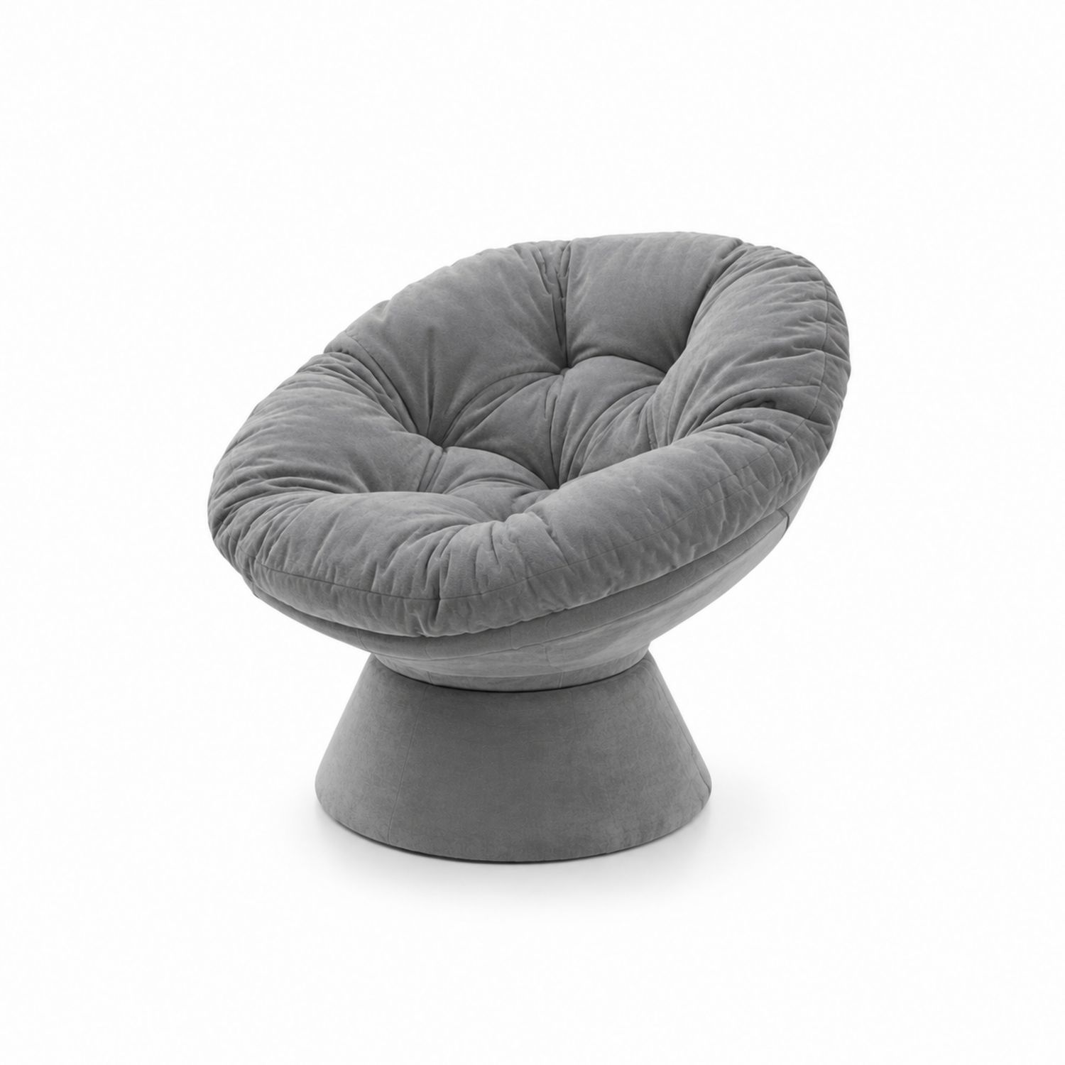 Silla redonda de terciopelo gris