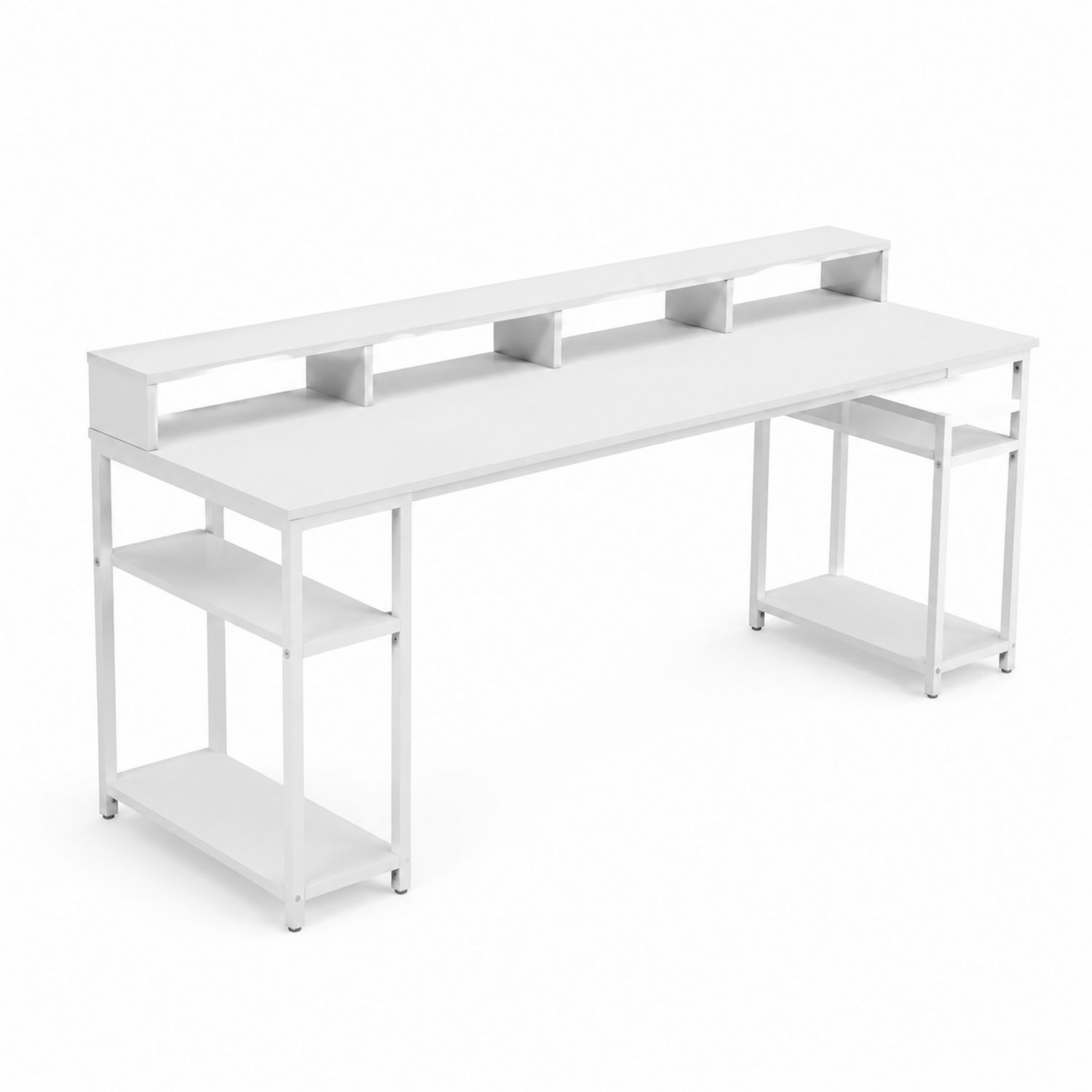 Escritorio de Metal y MDF con Estantes Blancos 200x60x120 cm