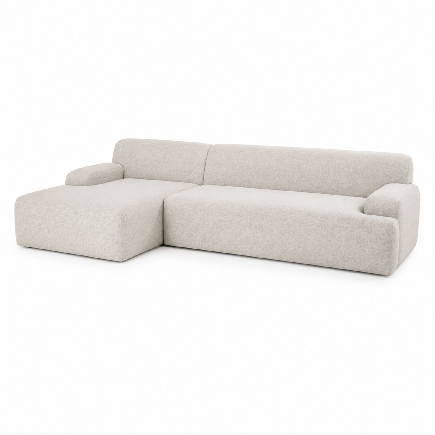 Sofá chaise longue en L 290x160x75 cm tela beige