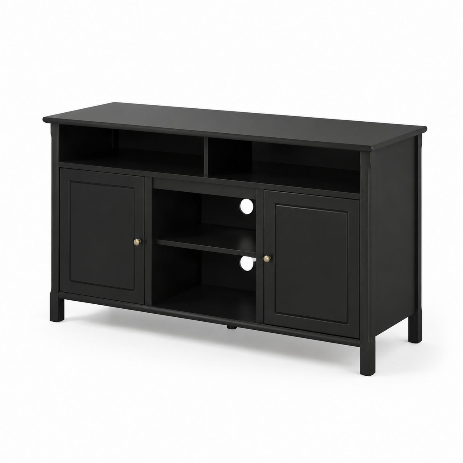 Armario de TV de Madera Negro con Puertas y Estantes