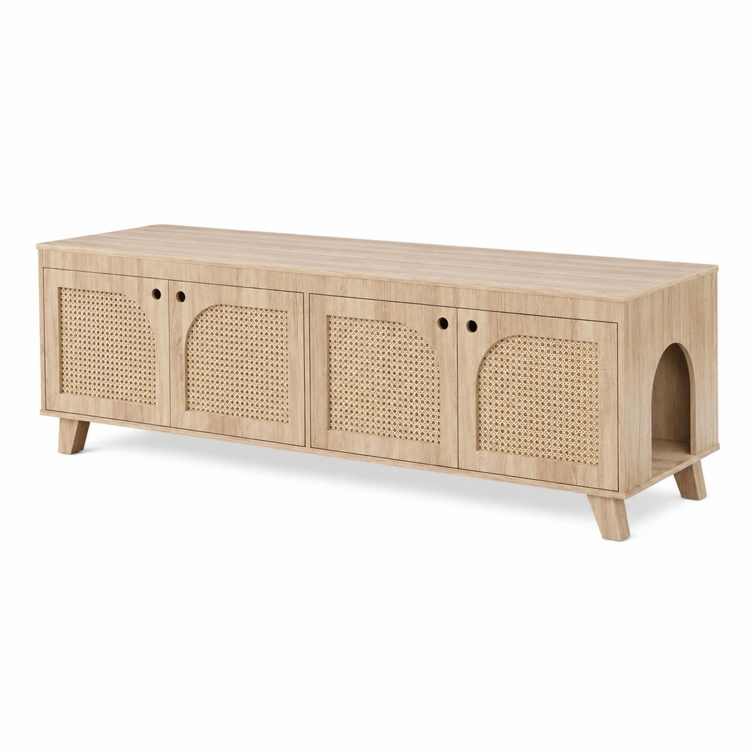 Mueble de almacenaje de madera y ratán