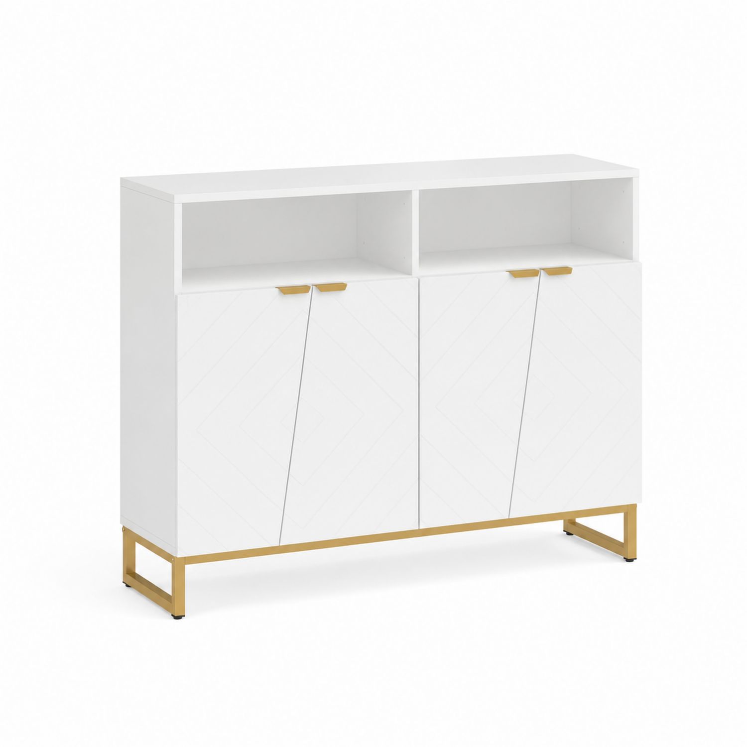 Aparador de MDF y Metal Blanco y Dorado 80x35x90 cm