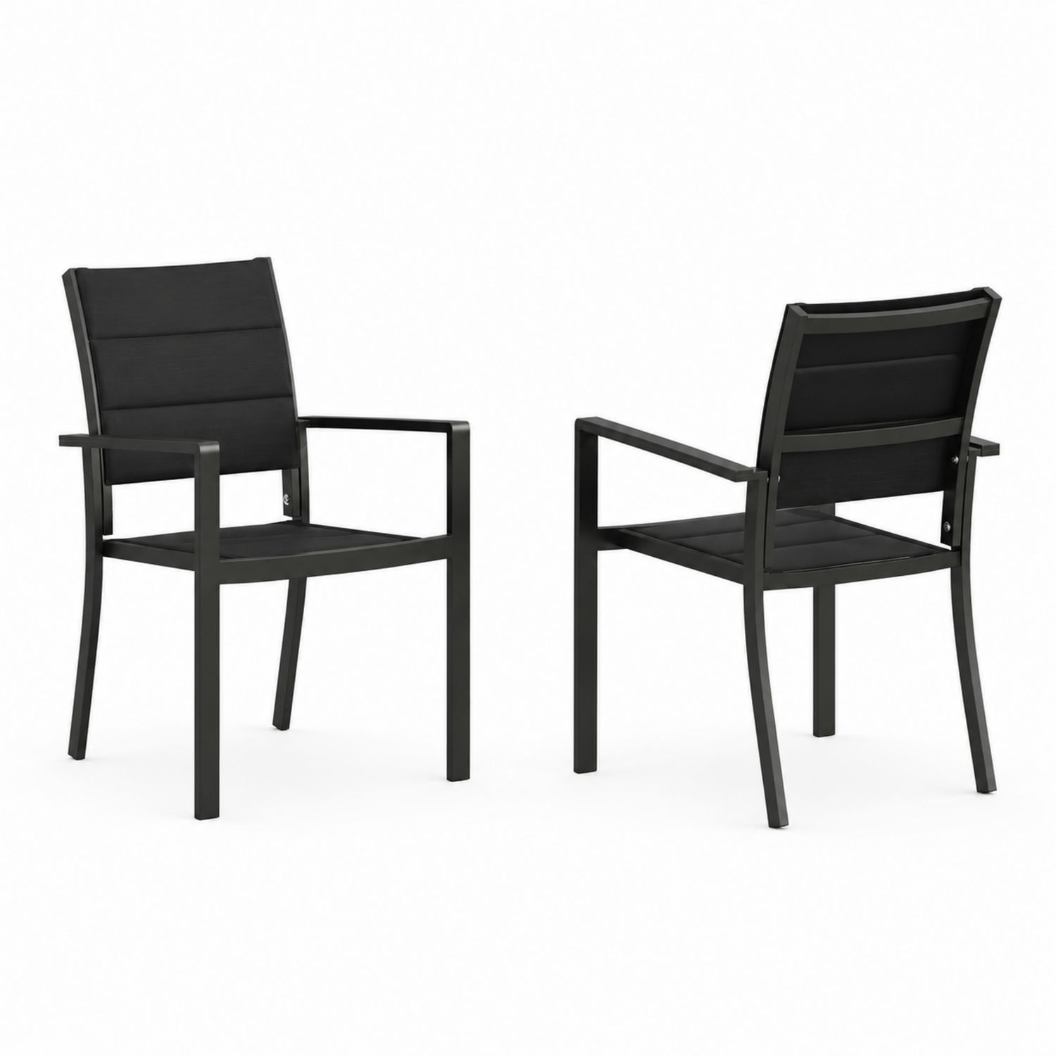 Conjunto de sillas de aluminio con asientos de poliéster negras