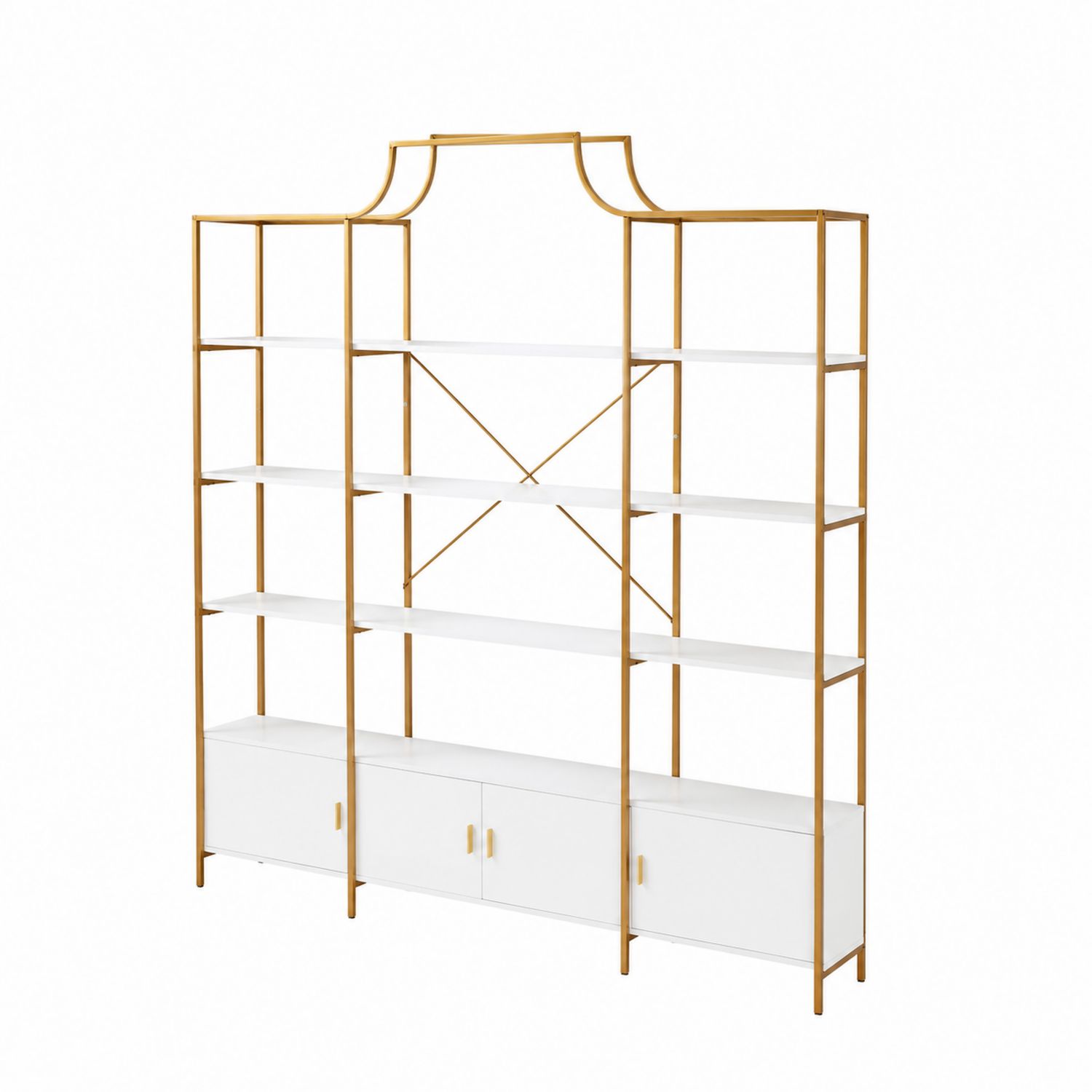 Estantería de Metal y MDF Blanco con Gabinetes 200x45x240 cm