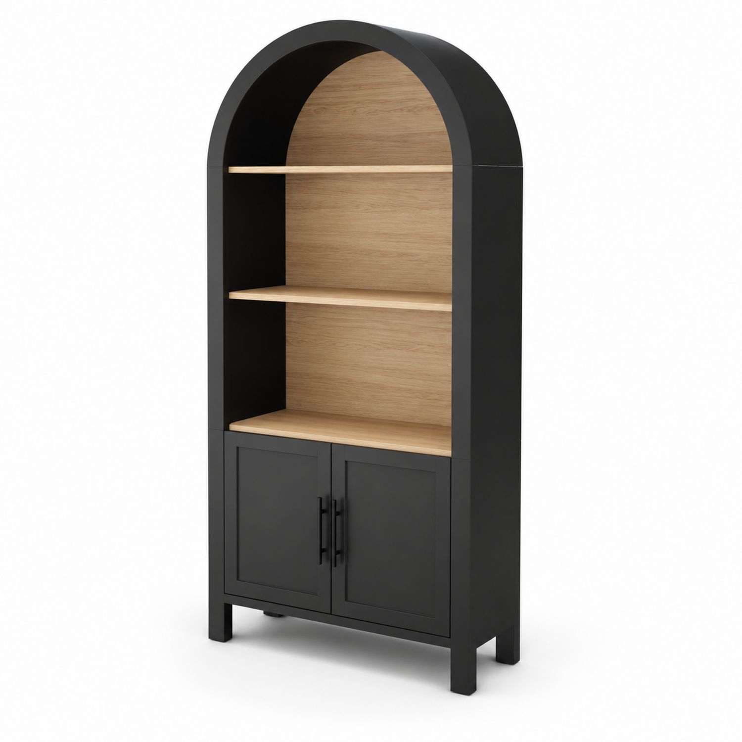 Estantería de Madera y Metal Negra con Puertas 180x80x35 cm