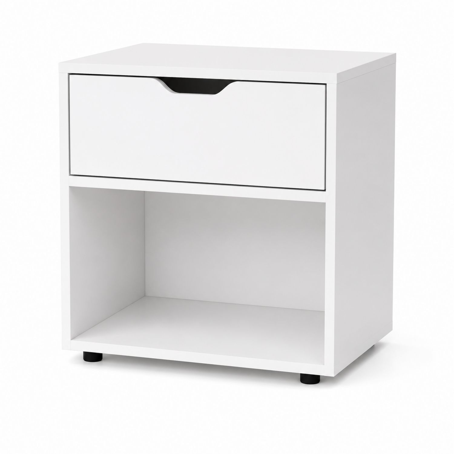 Mesita de noche MDF blanco con una gaveta 40x30x50 cm