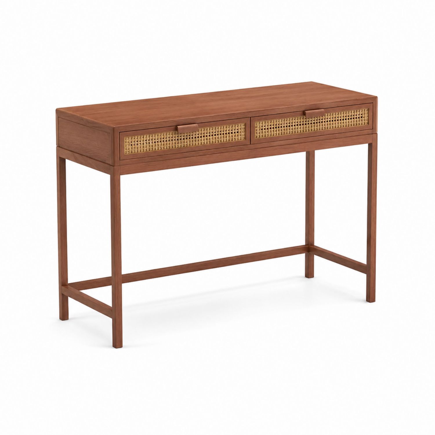 Escritorio de Madera y Ratán Marrón