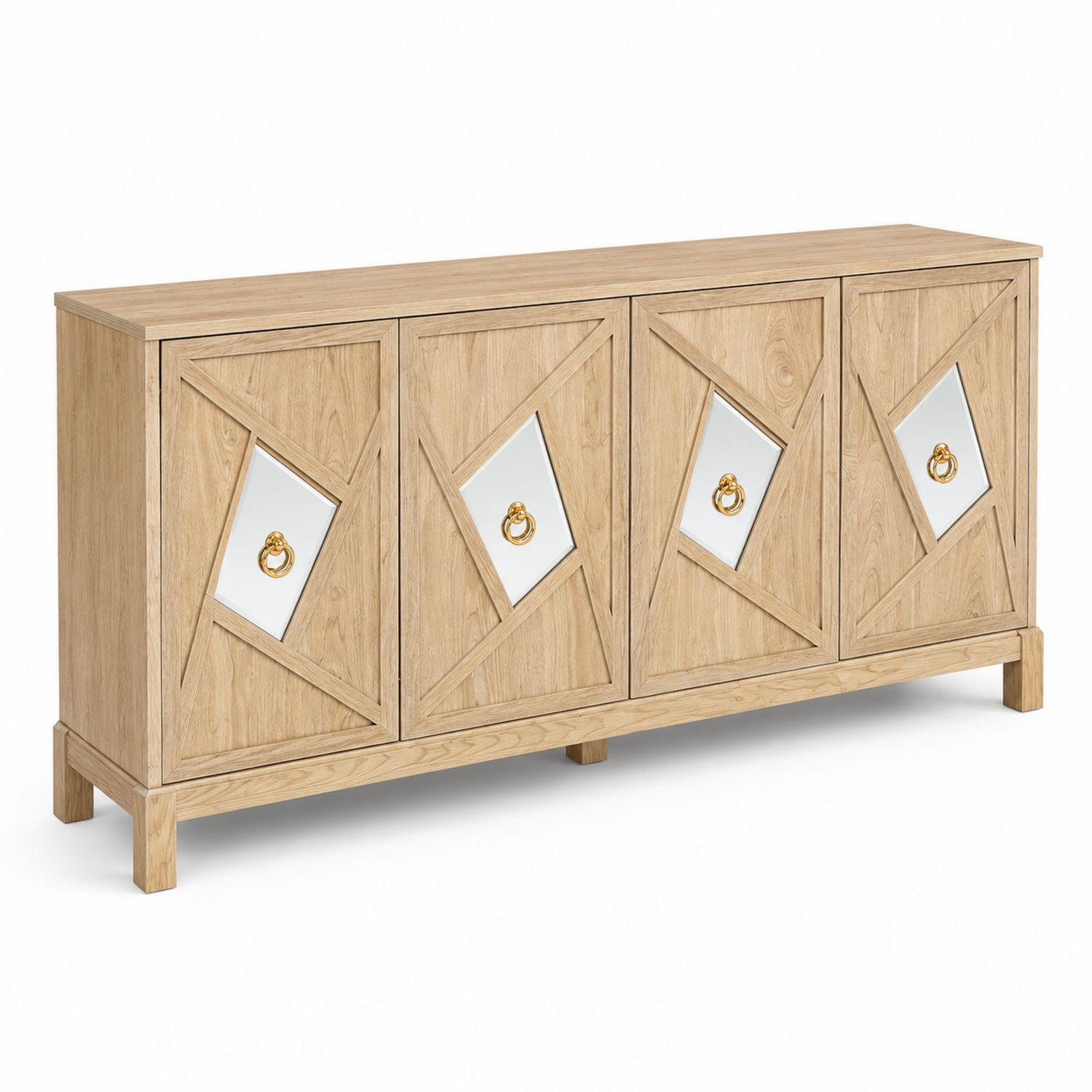 Aparador de madera con espejos decorativos 180x40x80 cm