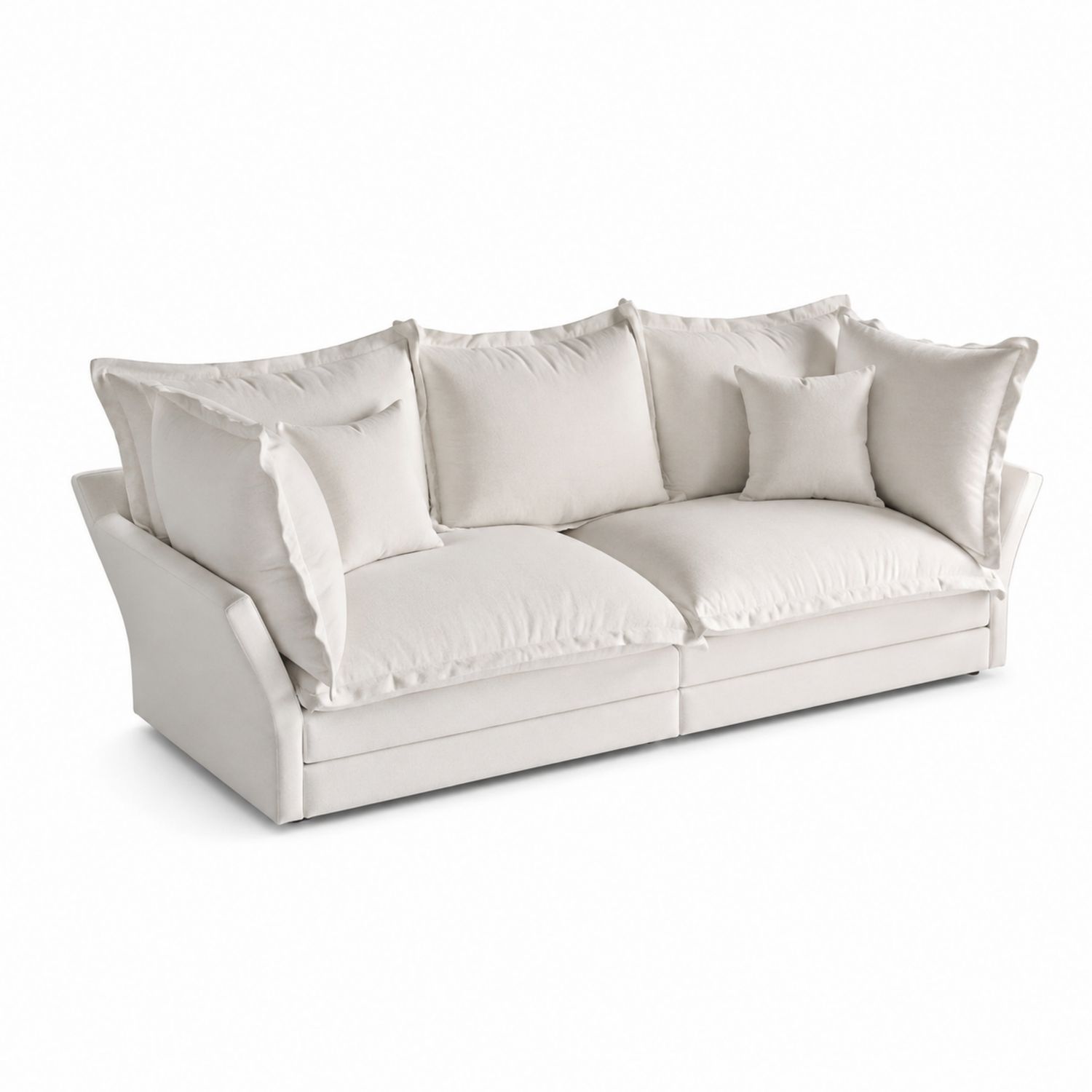 Sofá de tres plazas de tela y madera contrachapada beige 220x95x85 cm