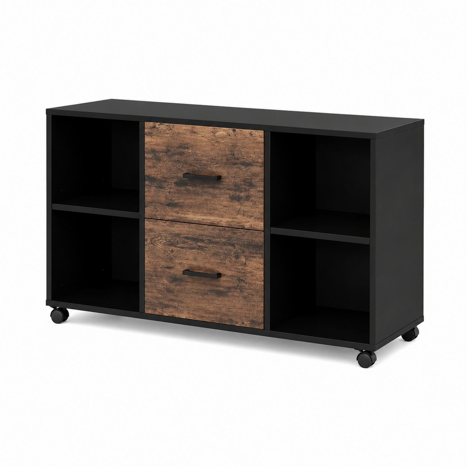 Archivador de MDF y Madera con Ruedas y 2 Cajones 100x40x70 cm