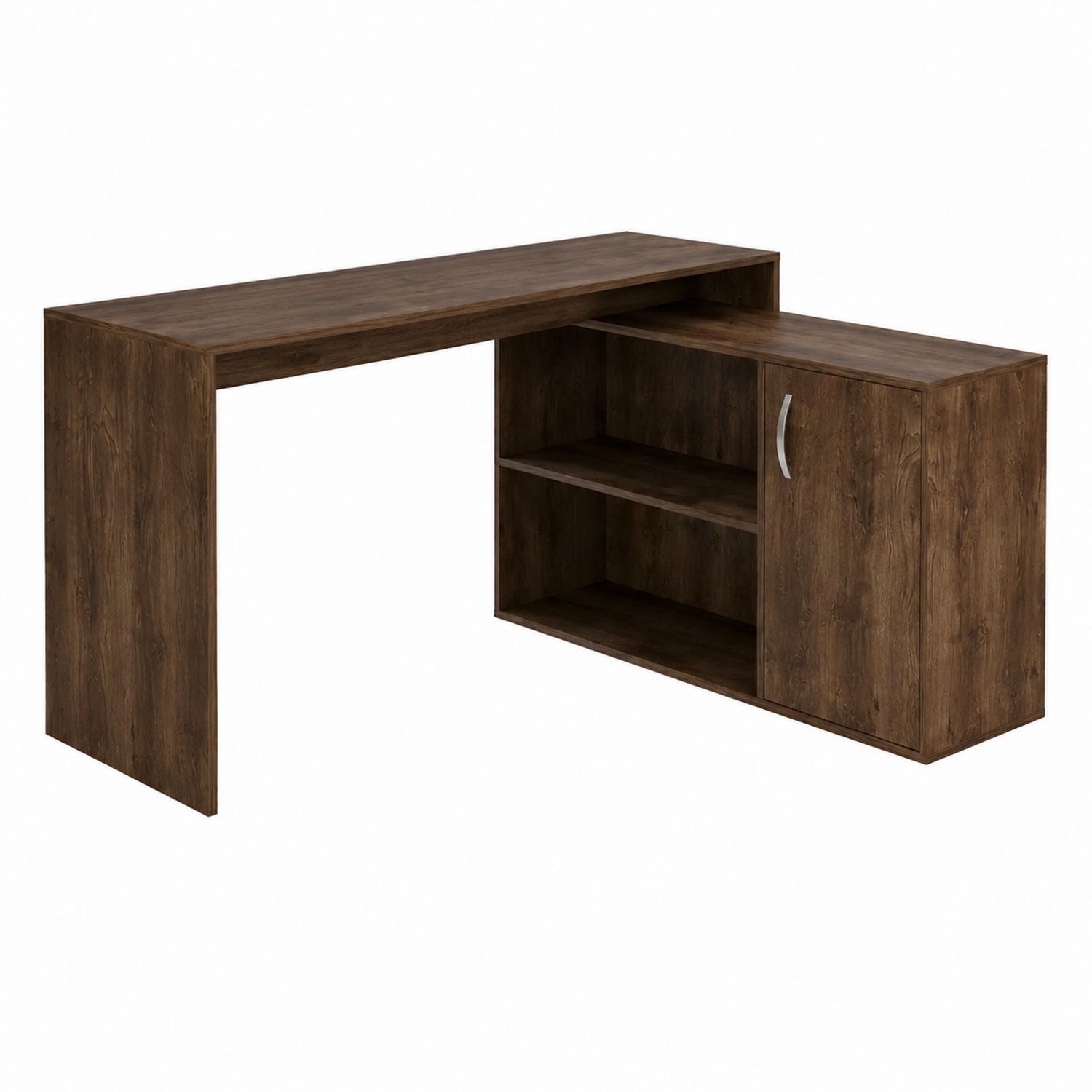 Escritorio de esquina en L de madera con estantería 140x100x75 cm
